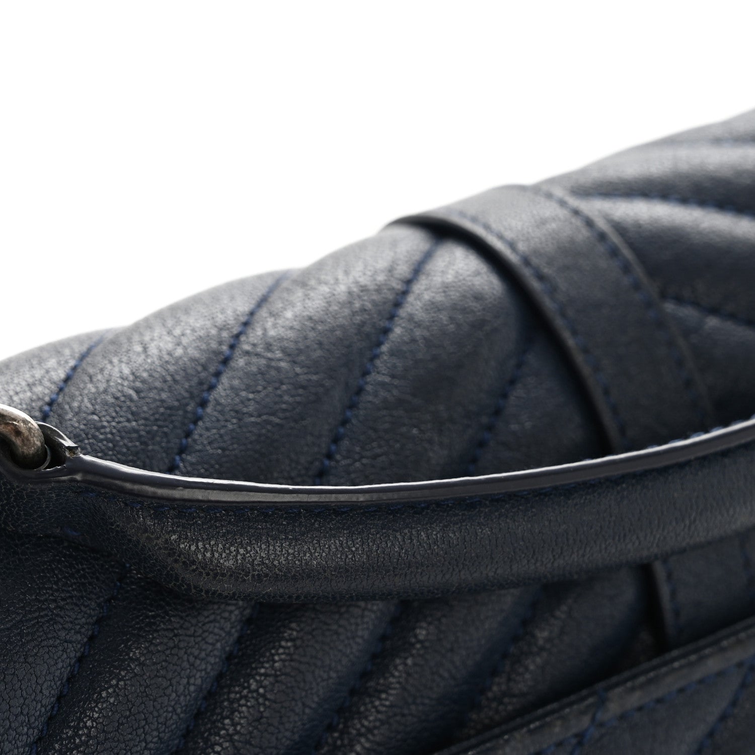Saint Laurent Sheepskin Matelasse Chevron Monogram Medium College Bag Navy 14 of 15