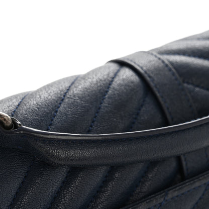 Saint Laurent Sheepskin Matelasse Chevron Monogram Medium College Bag Navy 14 of 15