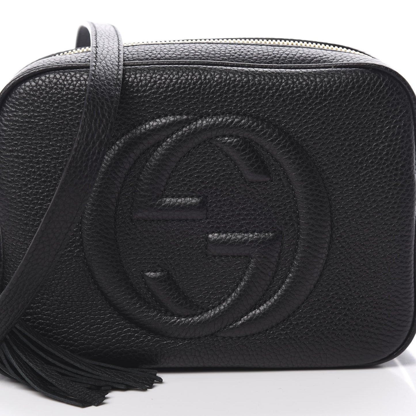 Pebbled Calfskin Small Soho Disco Bag Black