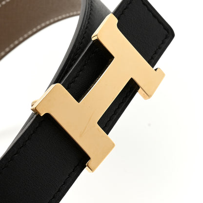 Hermes Swift Epsom 24mm Mini Constance H Belt 80 32 Black Etoupe 6 of 6
