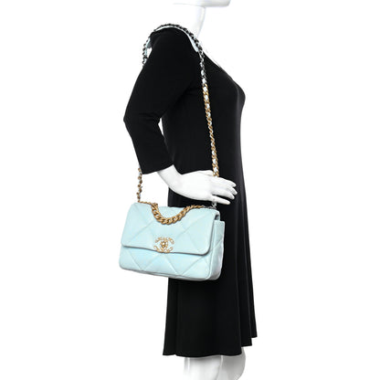 Chanel Lambskin Quilted Medium Chanel 19 Flap Light Blue 2 of 10