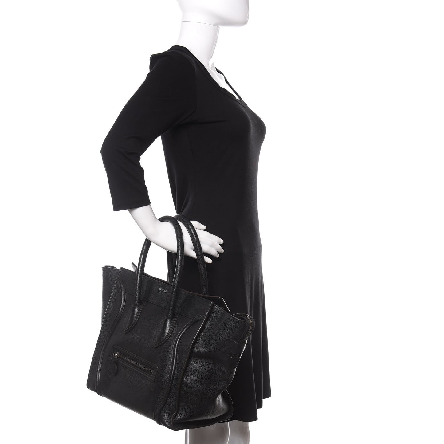 Drummed Calfskin Mini Luggage Black