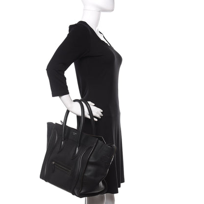Celine Drummed Calfskin Mini Luggage Black 2 of 9