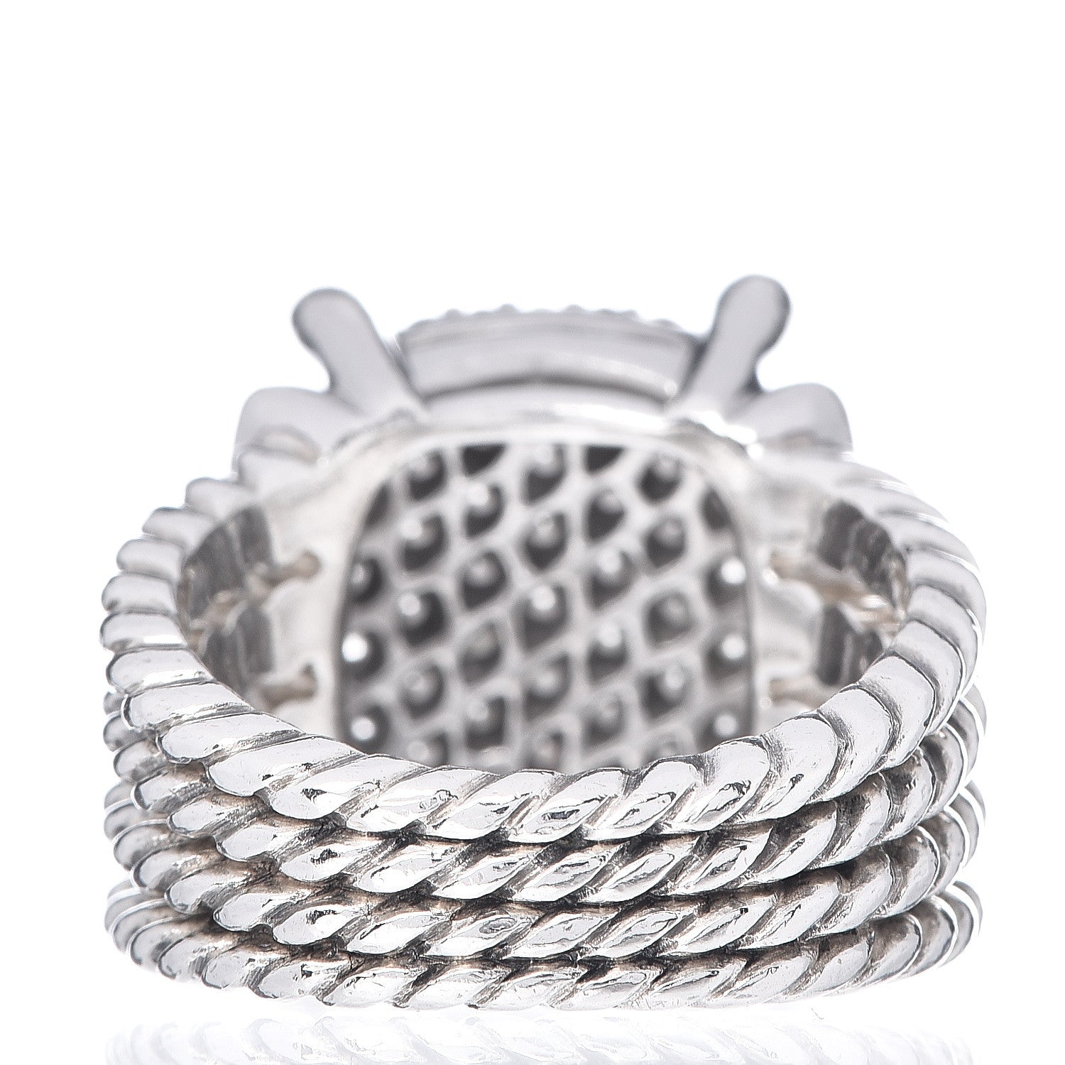David Yurman Sterling Silver Diamond 16mm Wheaton Ring 53 6.5 4 of 5