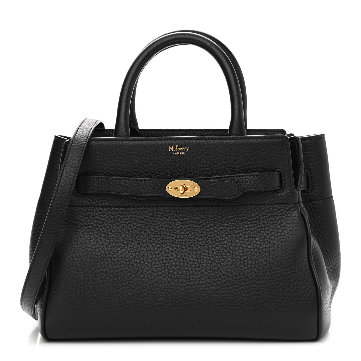 Heavy Grain Small Belted Bayswater Tote Black