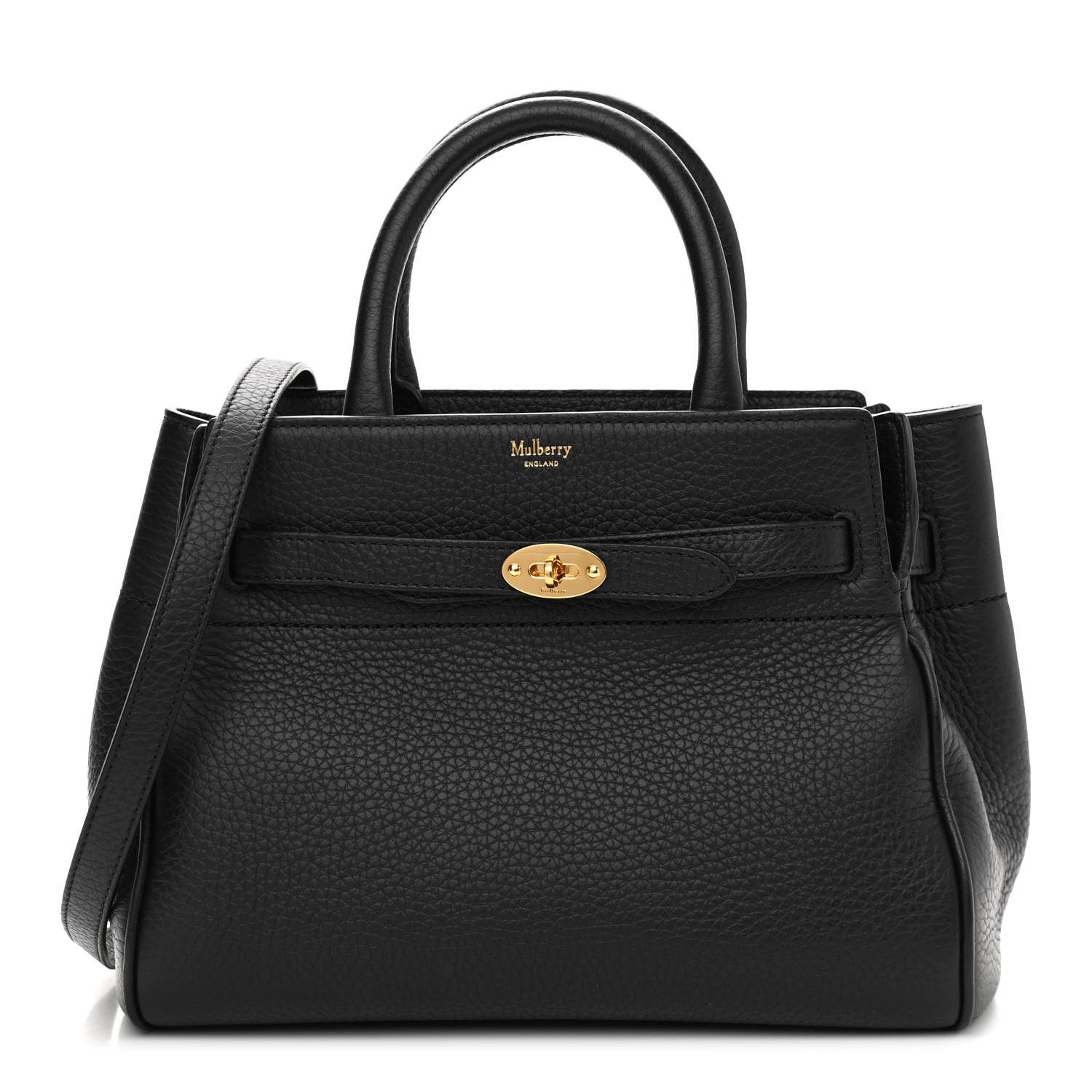 Mulberry Heavy Grain Small Belted Bayswater Tote Black 1 of 10