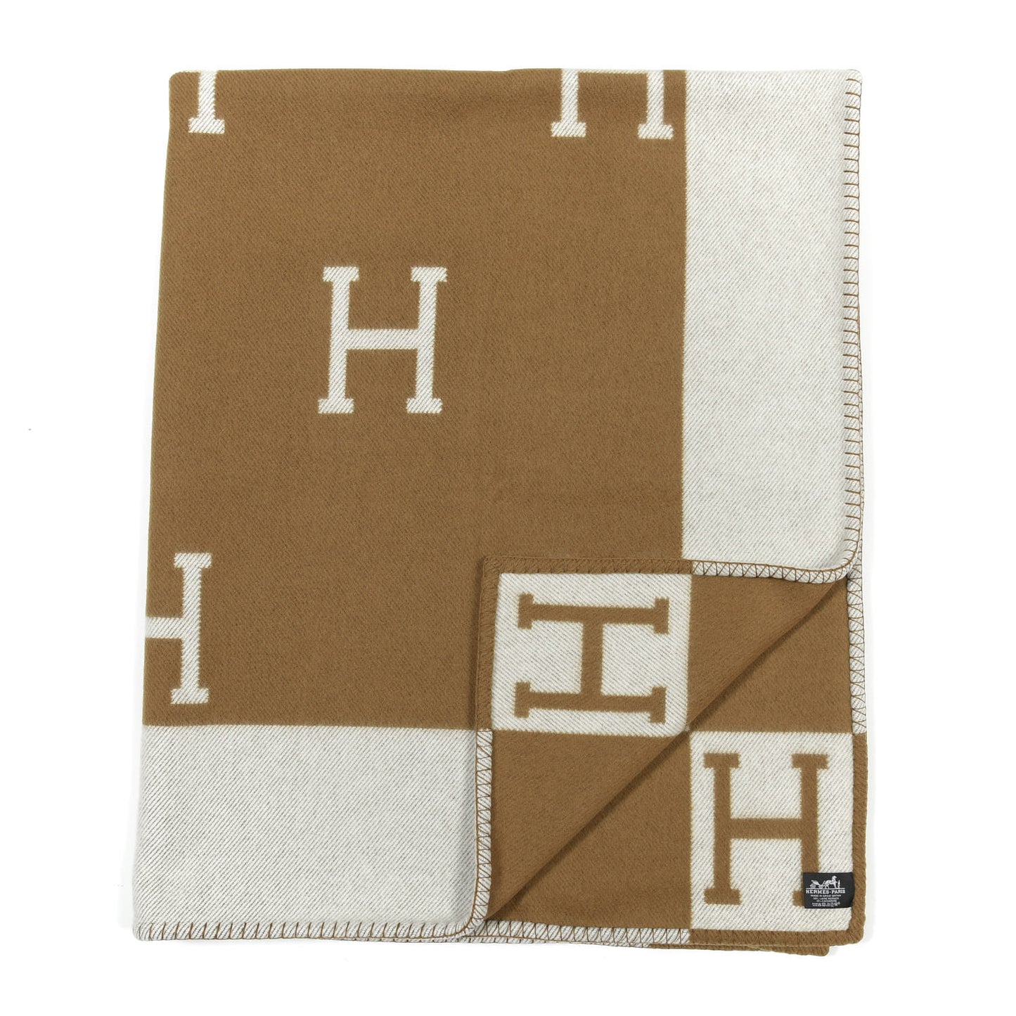 Wool Cashmere Avalon Blanket Ecru Camel