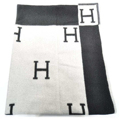 Hermes Wool Cashmere Signature Avalon Blanket Black 1 of 6