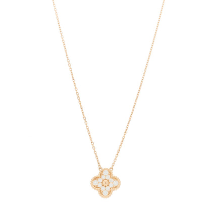 Van Cleef & Arpels 18K Rose Gold Diamond Vintage Alhambra Pendant Necklace 1 of 6