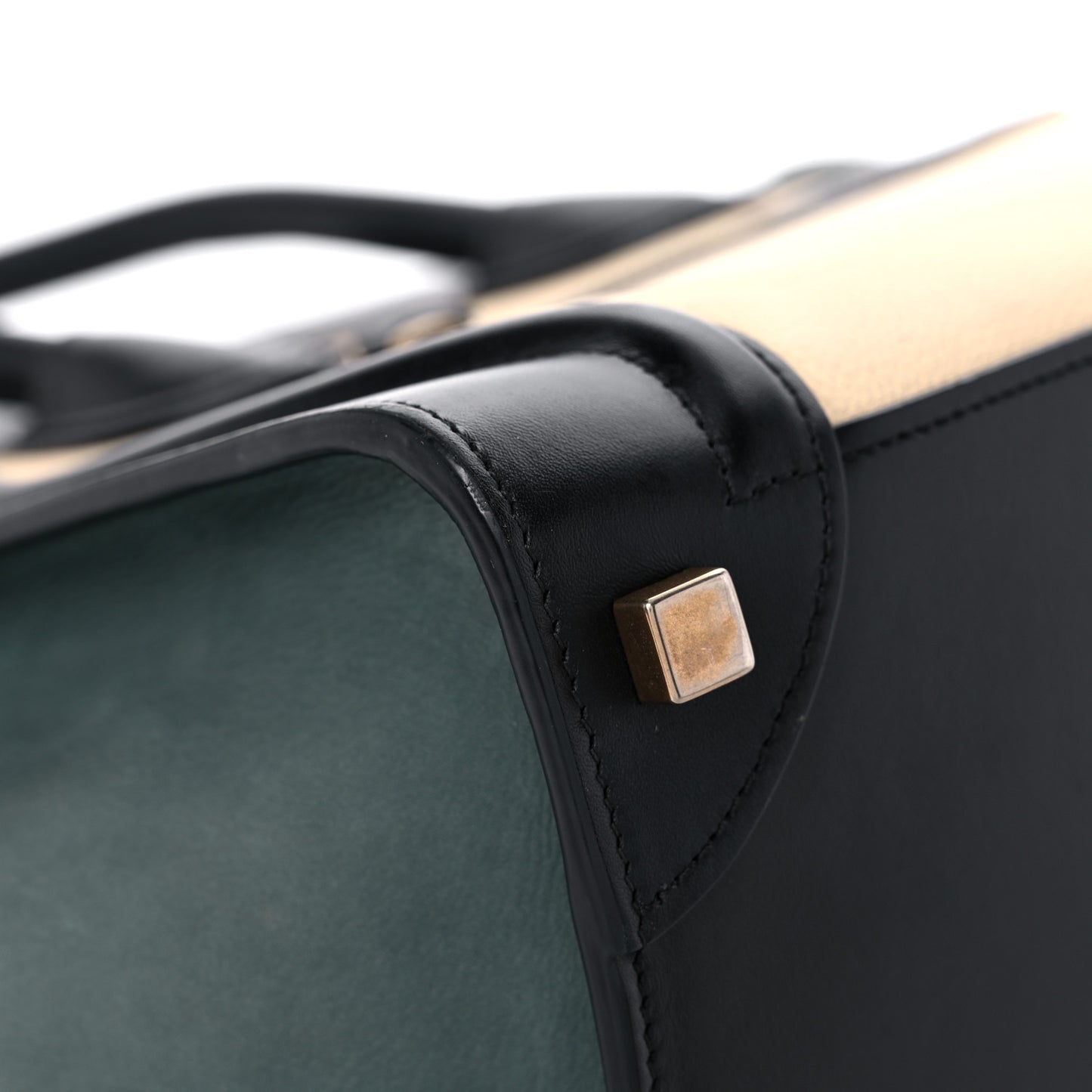 Smooth Drummed Calfskin Micro Tri-Color Luggage Teal