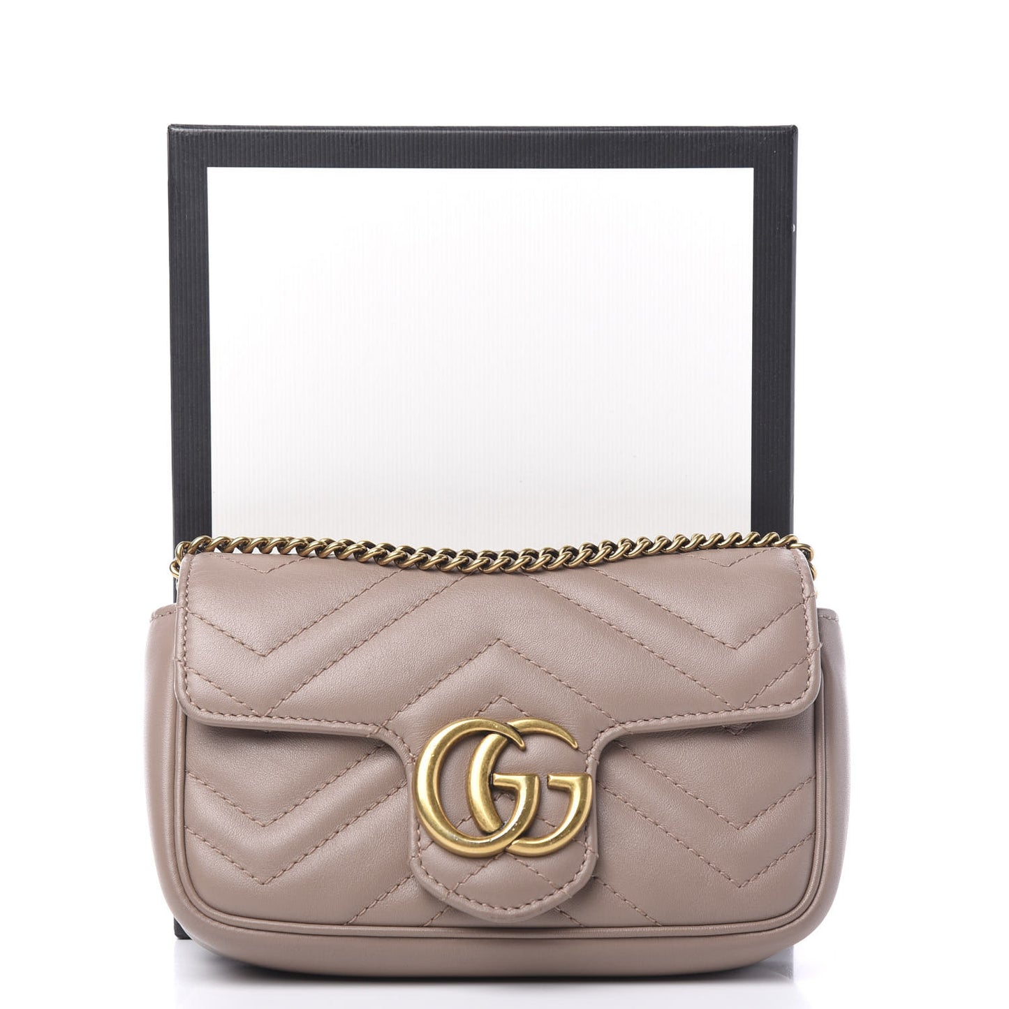 Calfskin Matelasse Super Mini GG Marmont Shoulder Bag Porcelain Rose