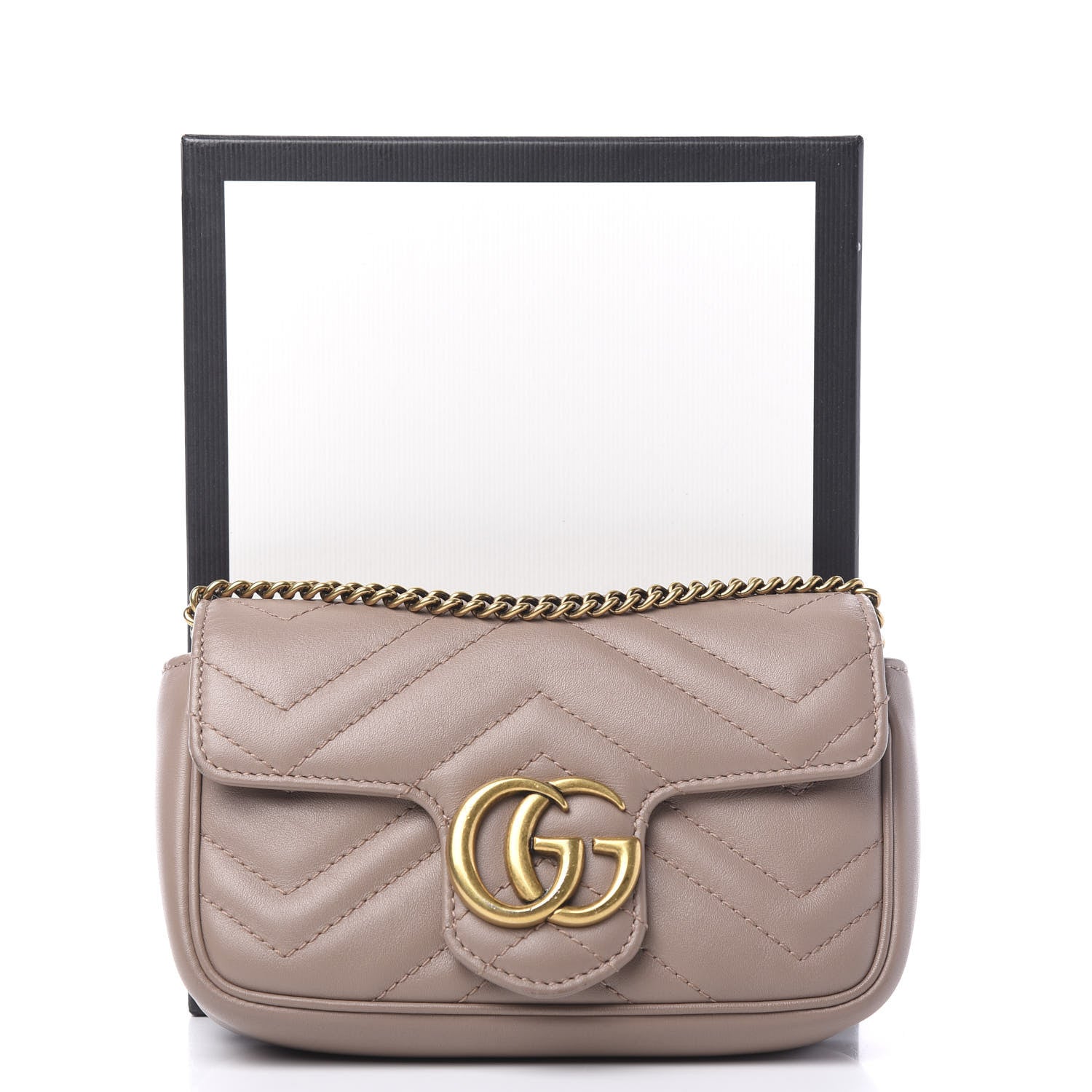 Gucci Calfskin Matelasse Super Mini GG Marmont Shoulder Bag Porcelain Rose 9 of 9