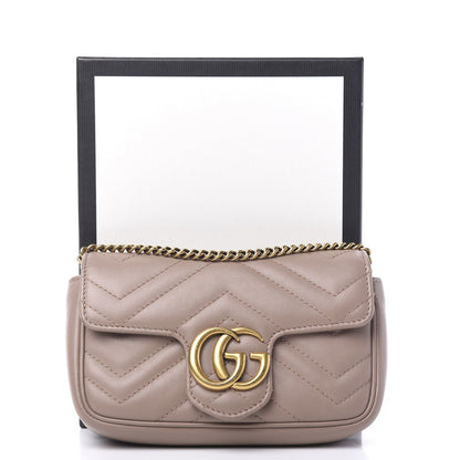 Gucci Calfskin Matelasse Super Mini GG Marmont Shoulder Bag Porcelain Rose 9 of 9