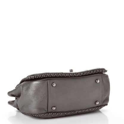 Chanel Calfskin Quilted Small CC Enchained Accordion Flap Grey 4 of 8