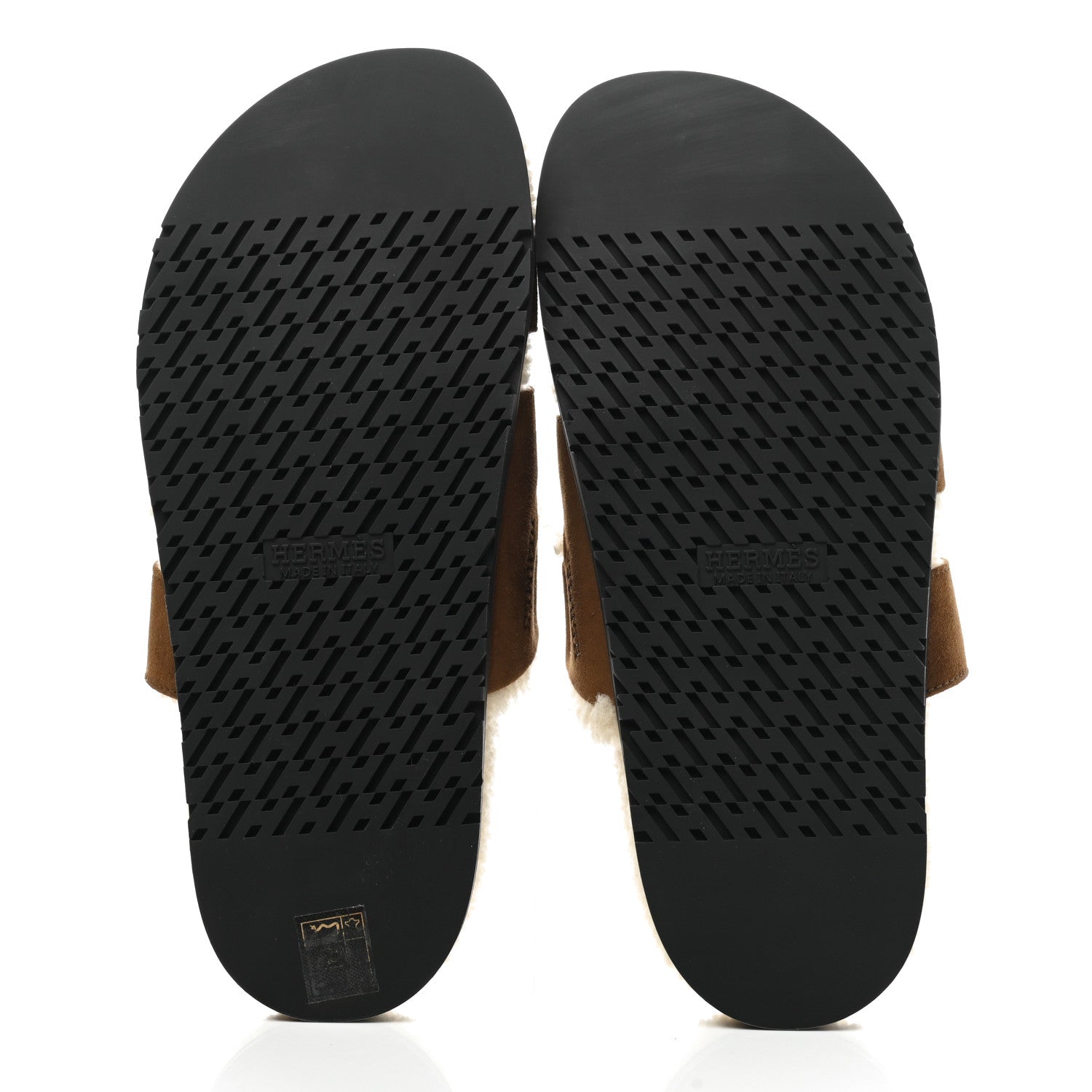 Hermes Suede Goatskin Woolskin Womens Chypre Sandals 40 Brun Fume Ecru 5 of 8