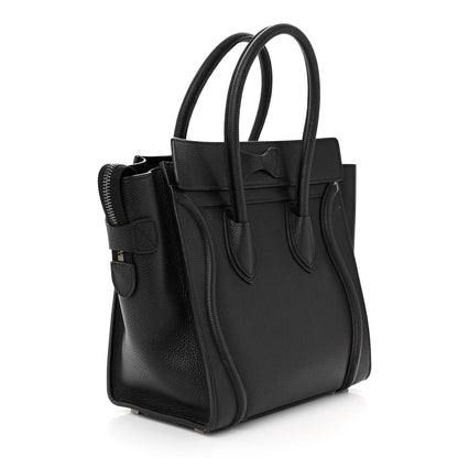 Celine Drummed Calfskin Micro Luggage Black 3 of 10