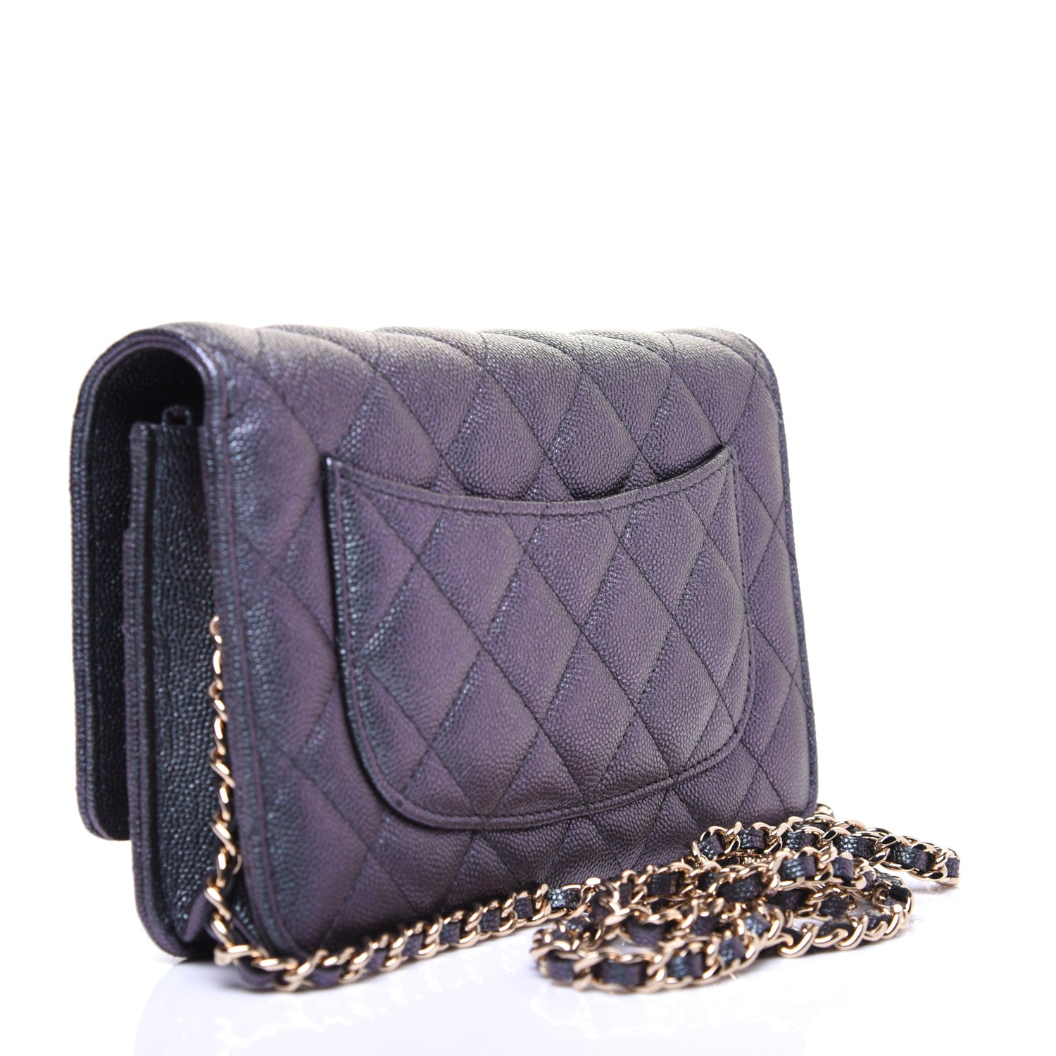 Chanel Iridescent Caviar Quilted Wallet On Chain WOC Black 5 of 29