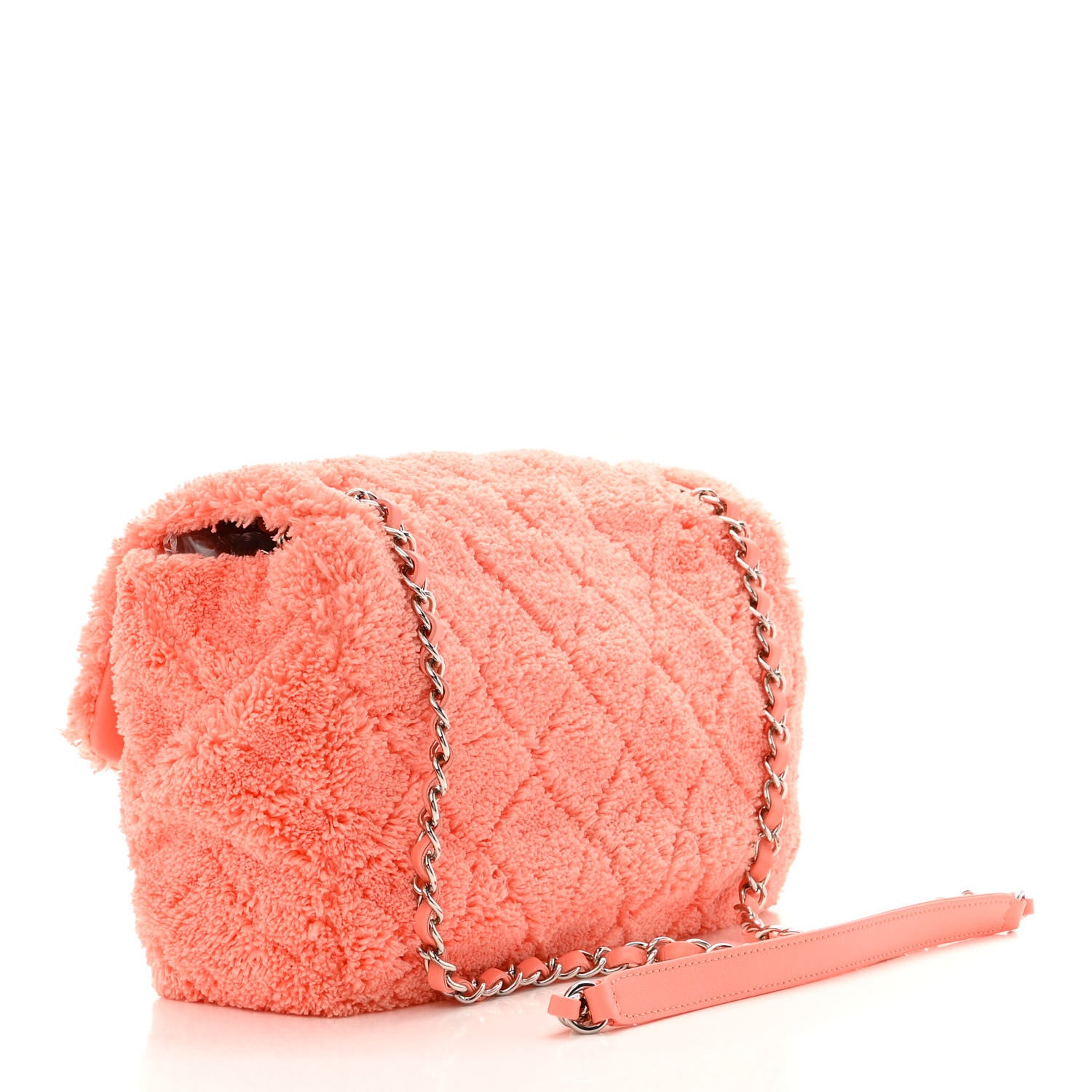 Chanel Terry Cotton Quilted Coco Beach Single Flap Pink 3 of 11