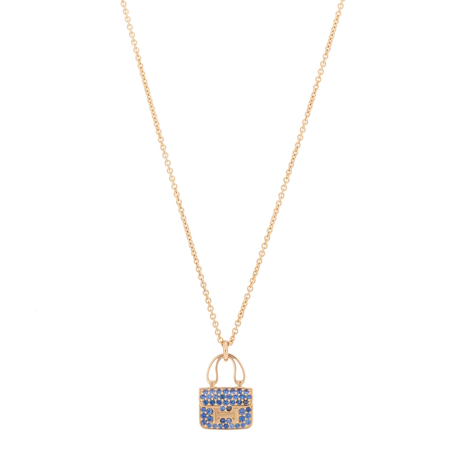 18K Rose Gold Blue Sapphire Constance Amulettes Pendant Necklace
