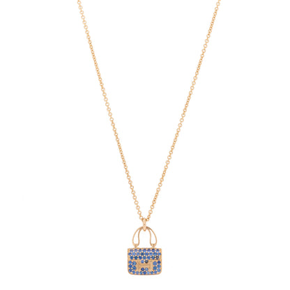 Hermes 18K Rose Gold Blue Sapphire Constance Amulettes Pendant Necklace 1 of 5