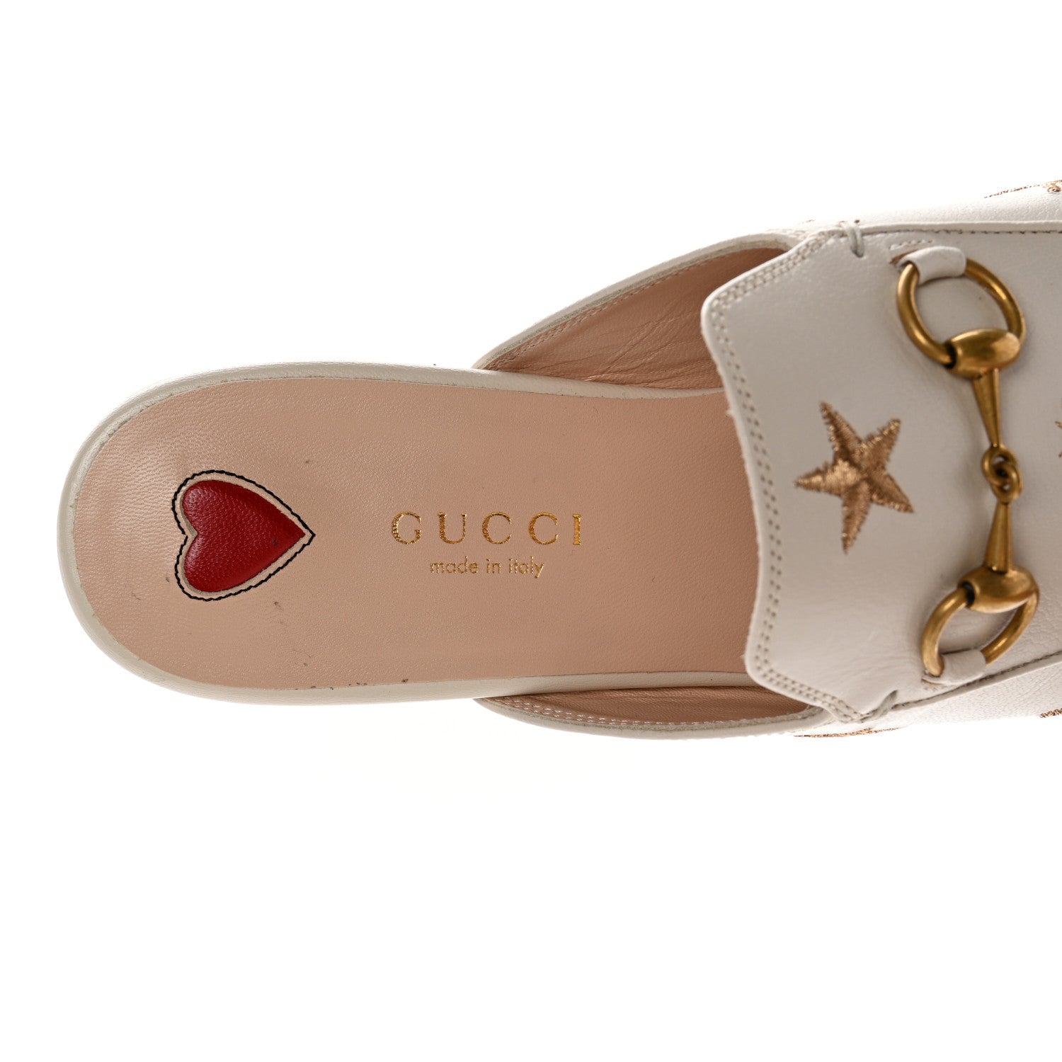 Gucci Goatskin Bee Star Embroidered Womens Princetown Slippers 36 Mystic White 5 of 10
