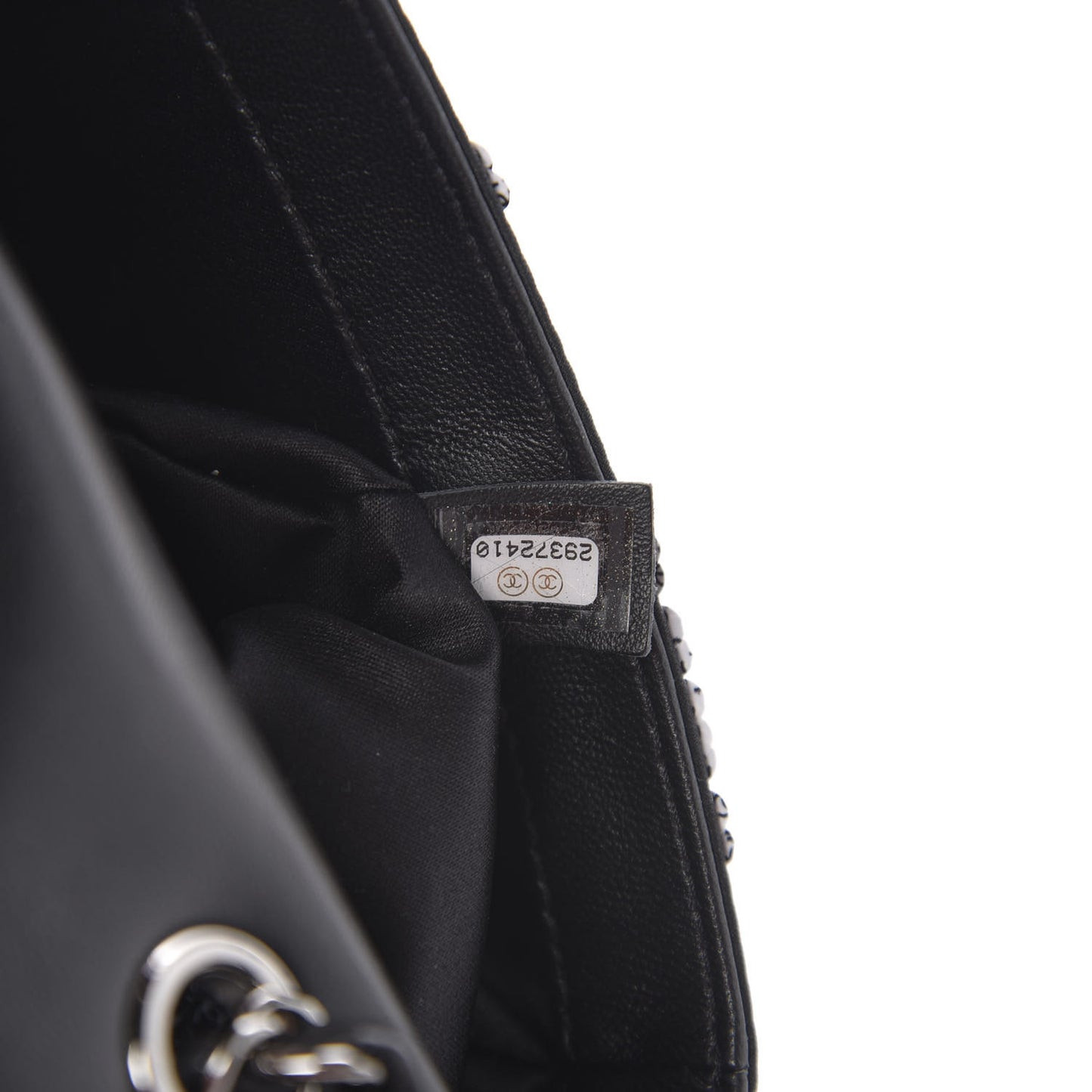 Sequin CC Logo Small Single Flap White Black