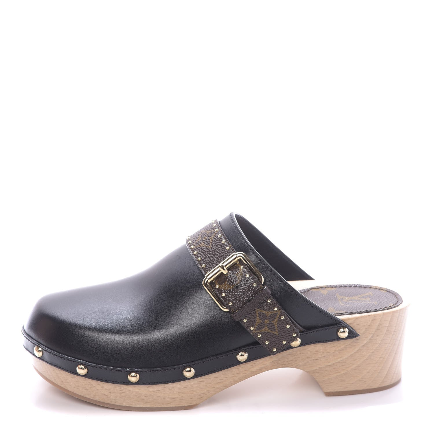Louis Vuitton Calfskin Patent Monogram Cottage Clog Mules 38.5 Black 1 of 11