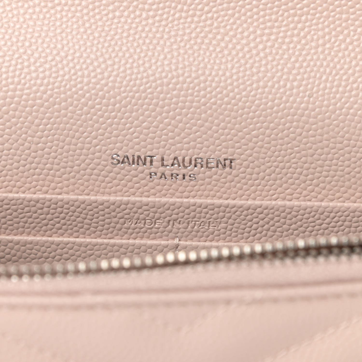 Saint Laurent Grain De Poudre Matelasse Chevron Monogram Envelope Chain Wallet Marble Pink 6 of 12