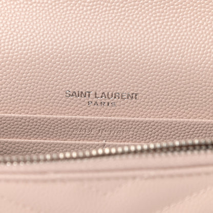 Saint Laurent Grain De Poudre Matelasse Chevron Monogram Envelope Chain Wallet Marble Pink 6 of 12