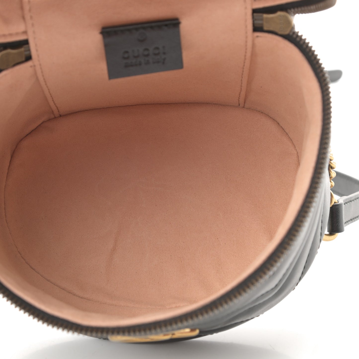 Calfskin Matelasse Mini GG Marmont Round Backpack Black