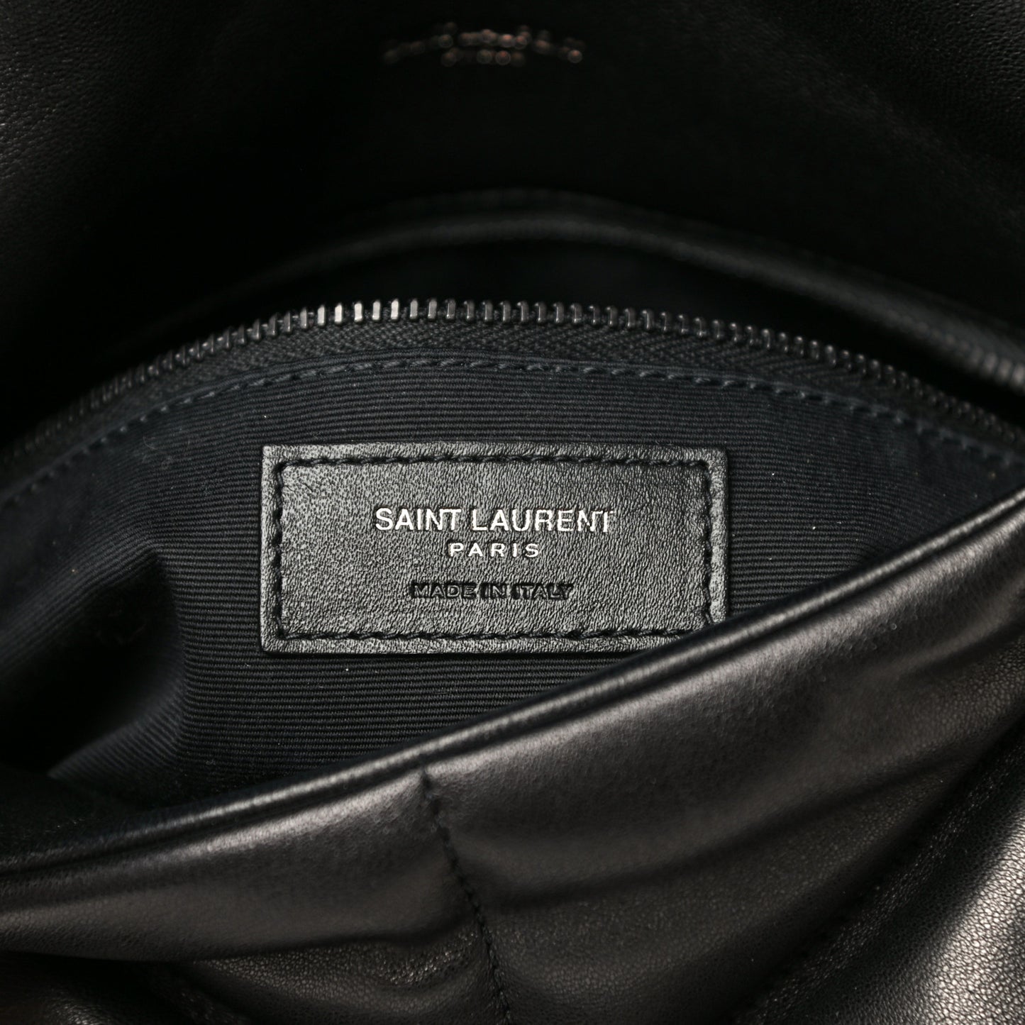 Lambskin Quilted Small Loulou Puffer Monogram Chain Satchel Black