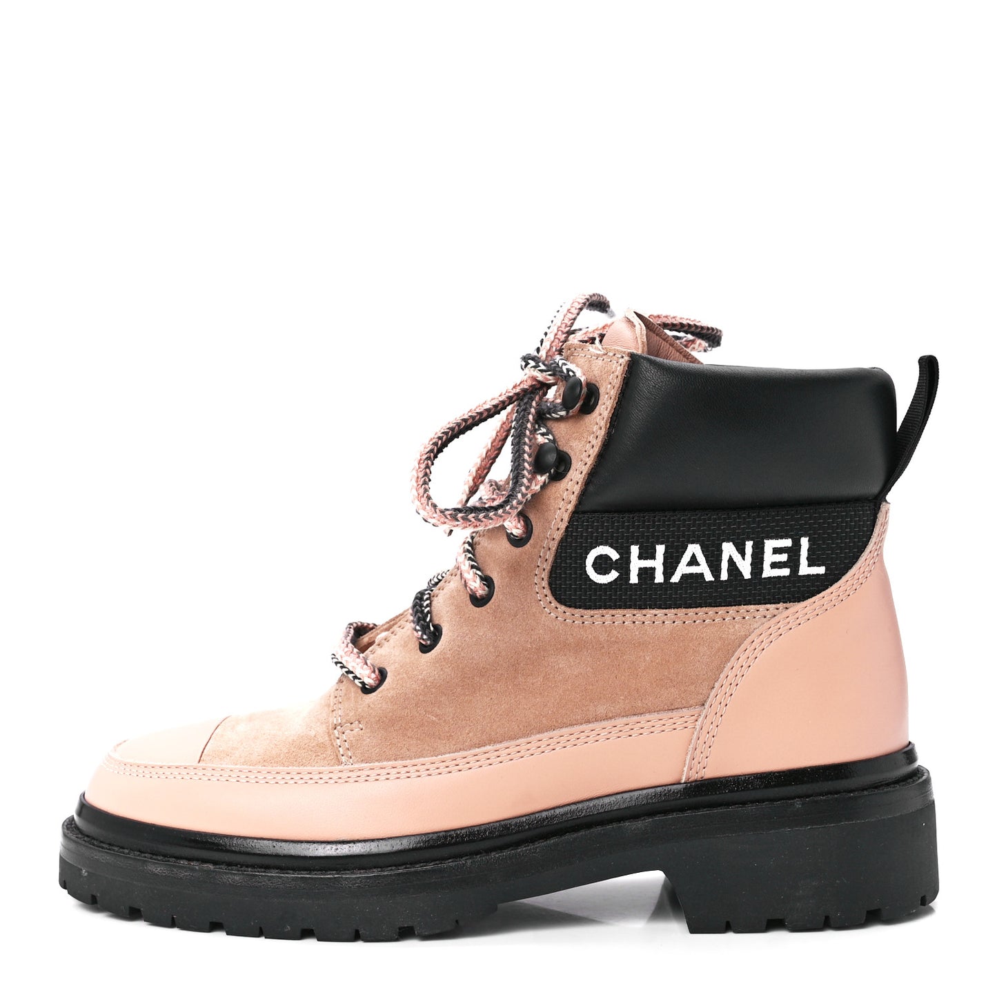 Suede Calfskin Lace Up Boots 37.5 Pink
