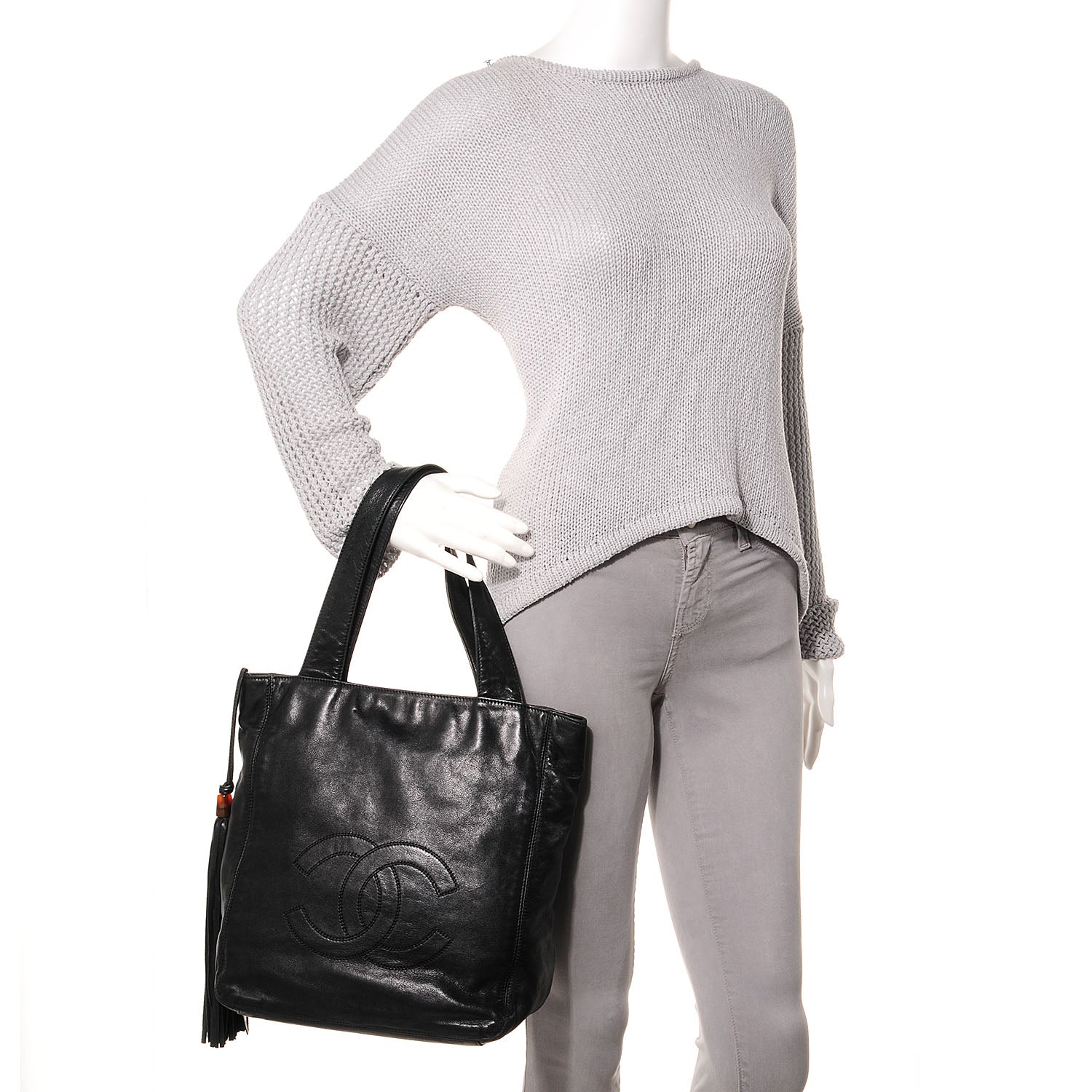Chanel Lambskin CC Tassel Shoulder Bag Black 2 of 6