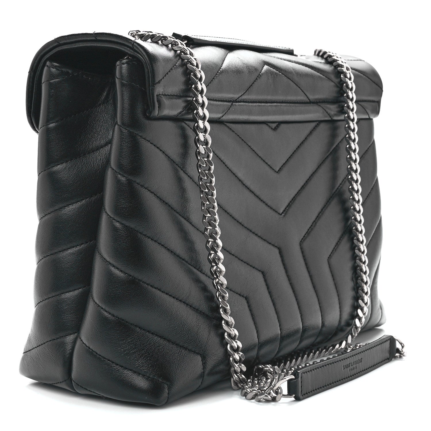 Saint Laurent Calfskin Y Quilted Monogram Medium Loulou Chain Satchel Black 3 of 13