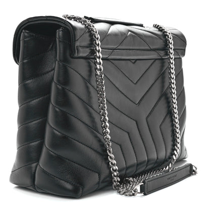 Saint Laurent Calfskin Y Quilted Monogram Medium Loulou Chain Satchel Black 3 of 13