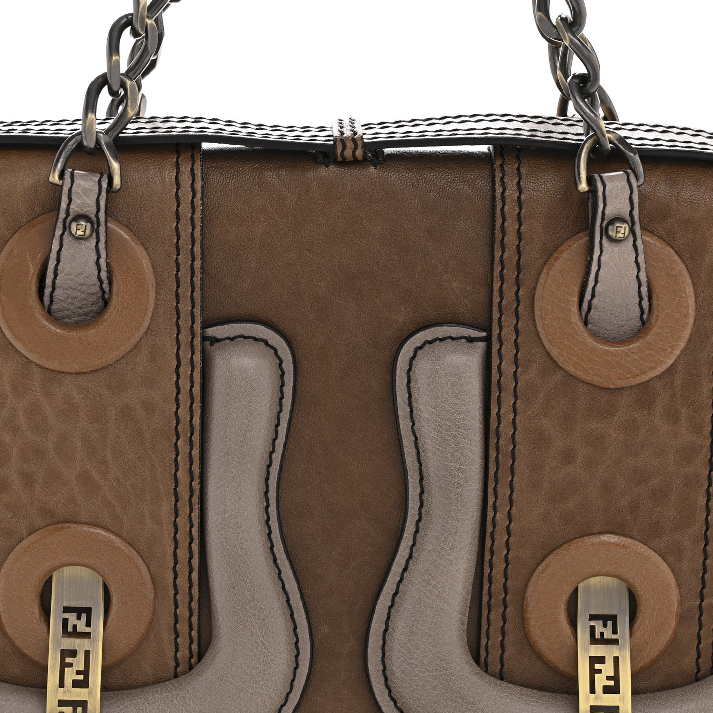 Calfskin B Bag Brown Grey