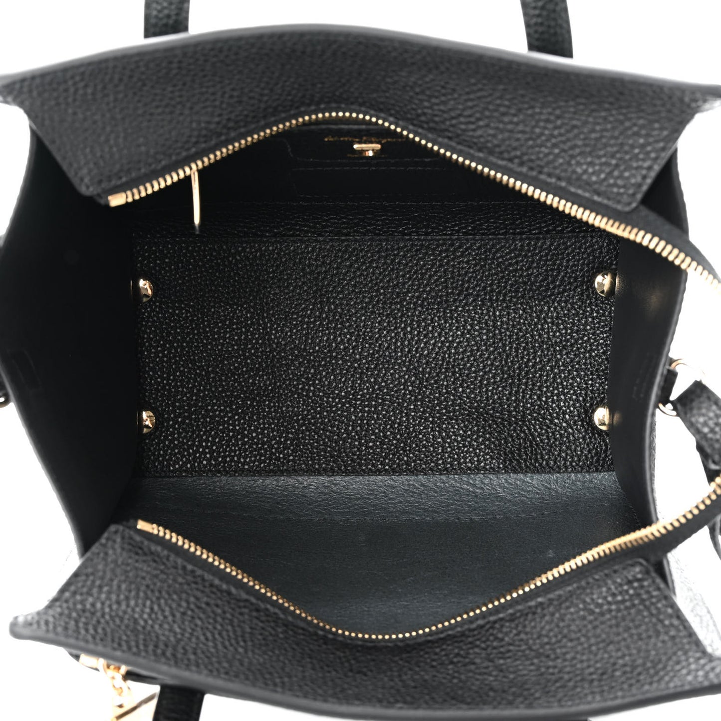 Hammered Calfskin Double Handle Small Amy Tote Black