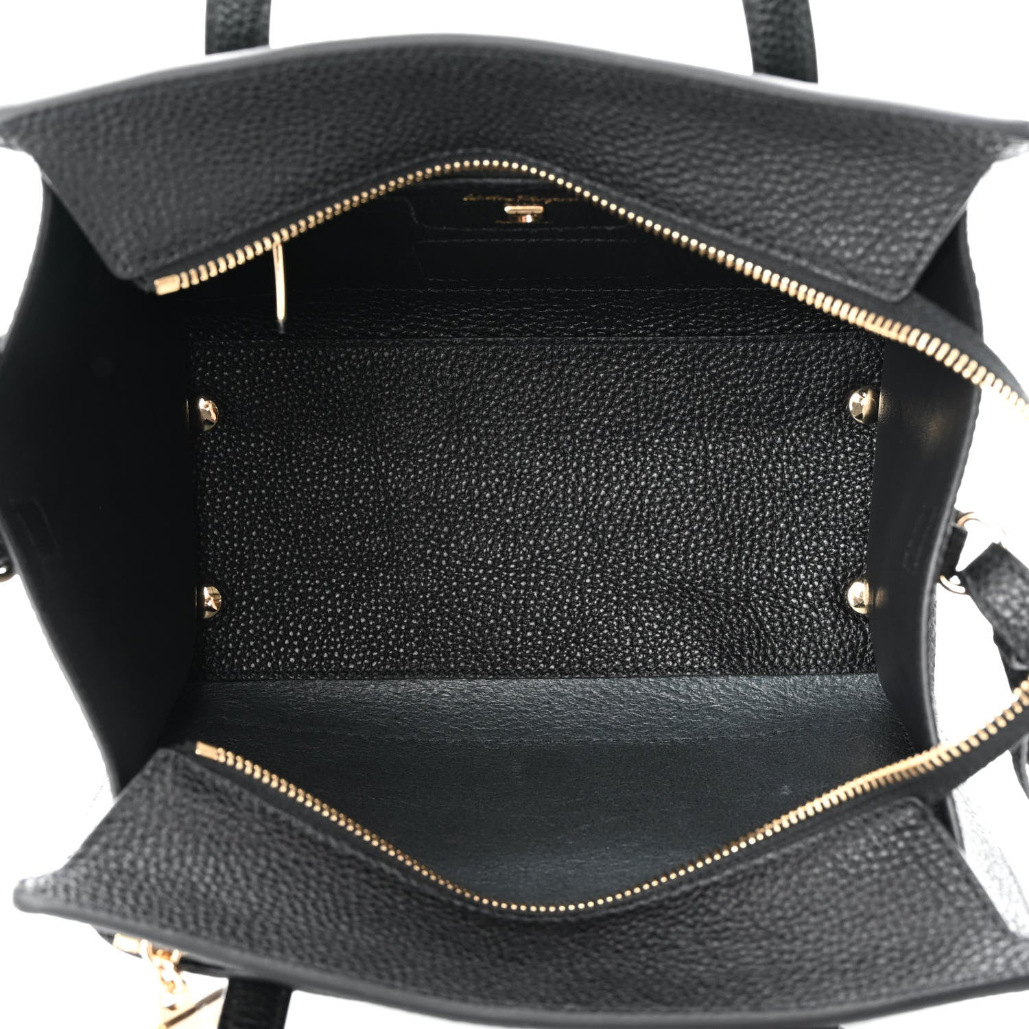 Salvatore Ferragamo Hammered Calfskin Double Handle Small Amy Tote Black 5 of 10