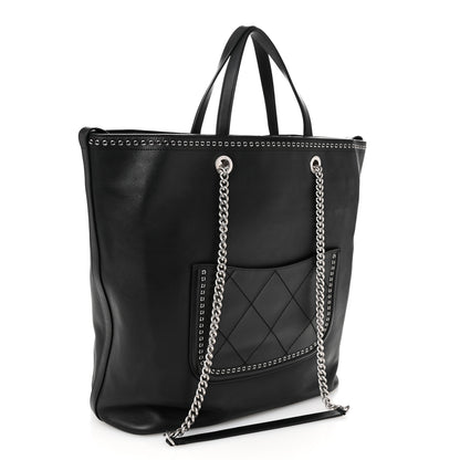 Chanel Calfskin Large Coco Eyelets Shopping Tote Black 3 of 10