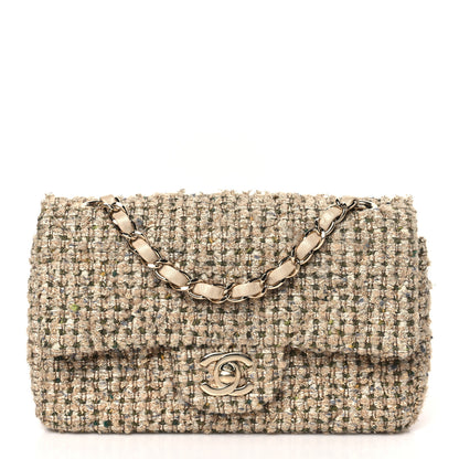 Chanel Tweed Quilted Mini Rectangular Flap Beige 1 of 10