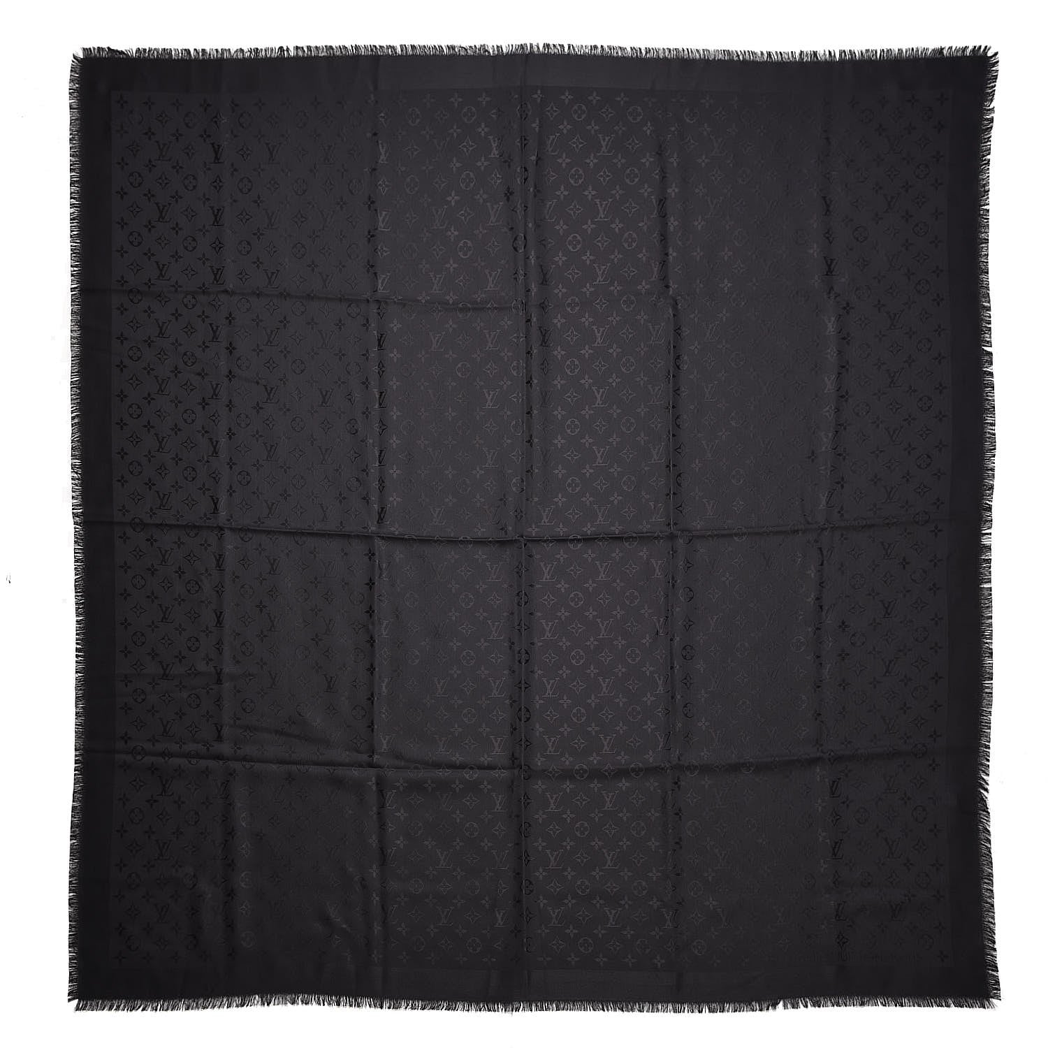 Louis Vuitton Silk Wool Monogram Shawl Black 1 of 4