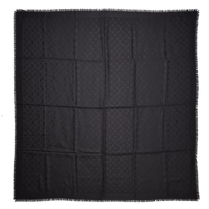 Louis Vuitton Silk Wool Monogram Shawl Black 1 of 4