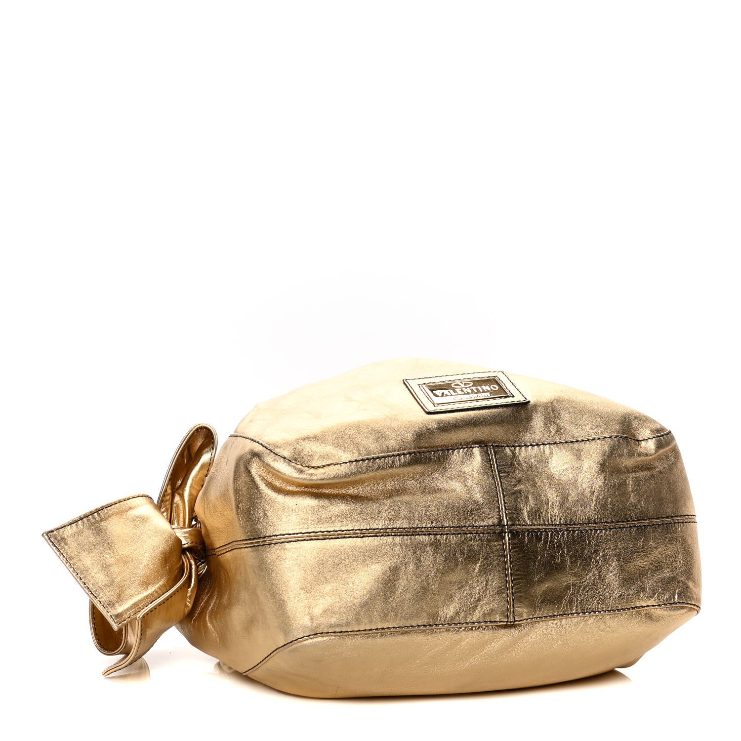 Valentino Garavani Metallic Calfskin Small Nuage Bow Hobo Gold 5 of 11