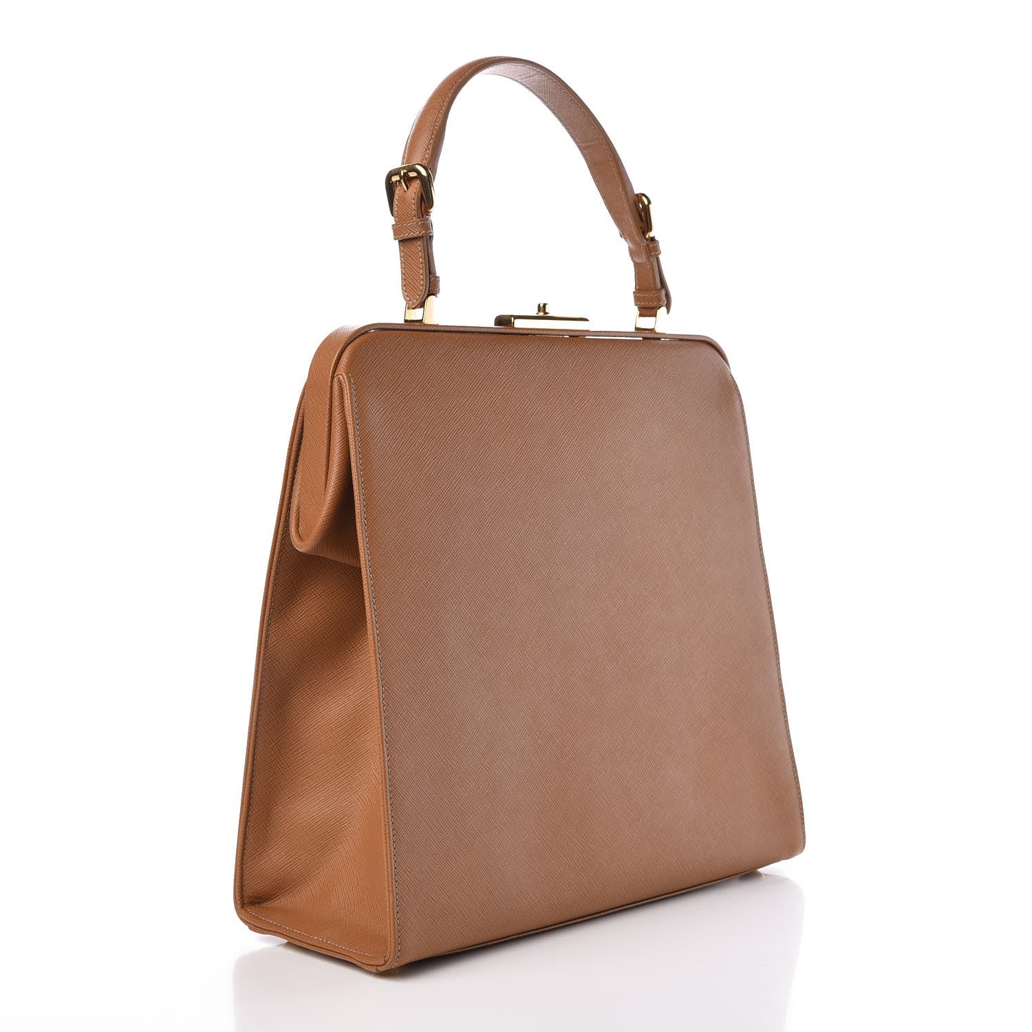 Prada Saffiano Lux Framed Bag Caramel 3 of 8