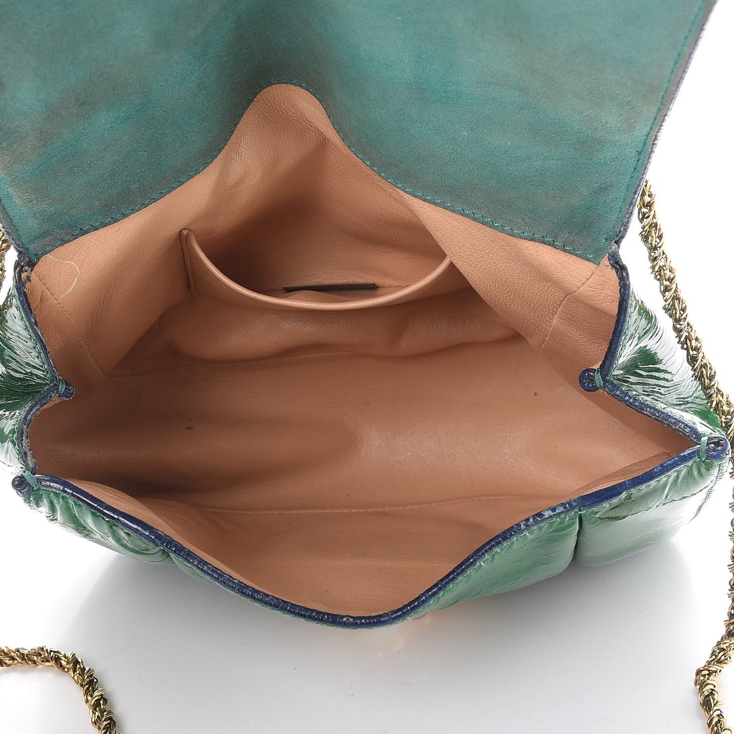 Patent Calfskin Small Elsie Shoulder Bag Green
