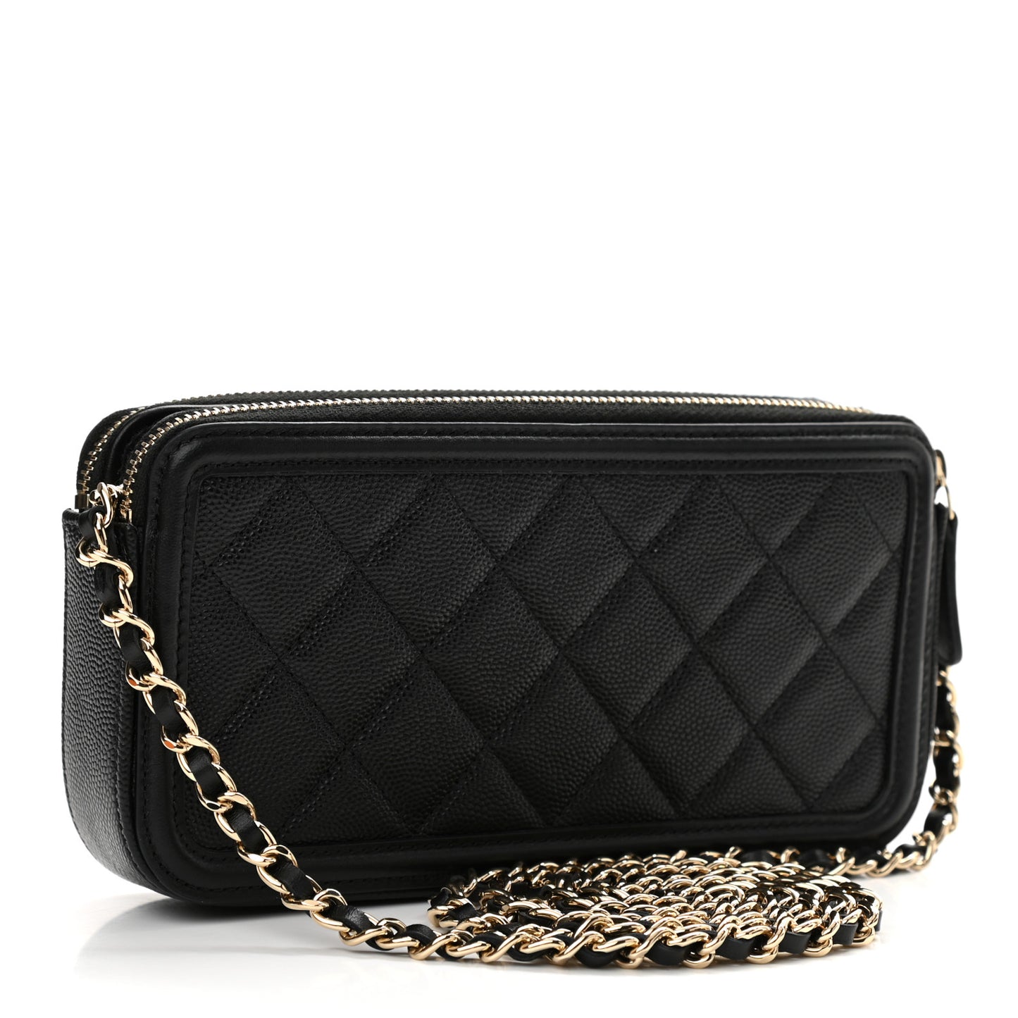 Caviar Quilted CC Filigree Clutch With Chain Black