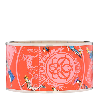 Hermes Enamel Printed Ex Libris Les Parisiennes Extra Wide Bracelet 65 1 of 5