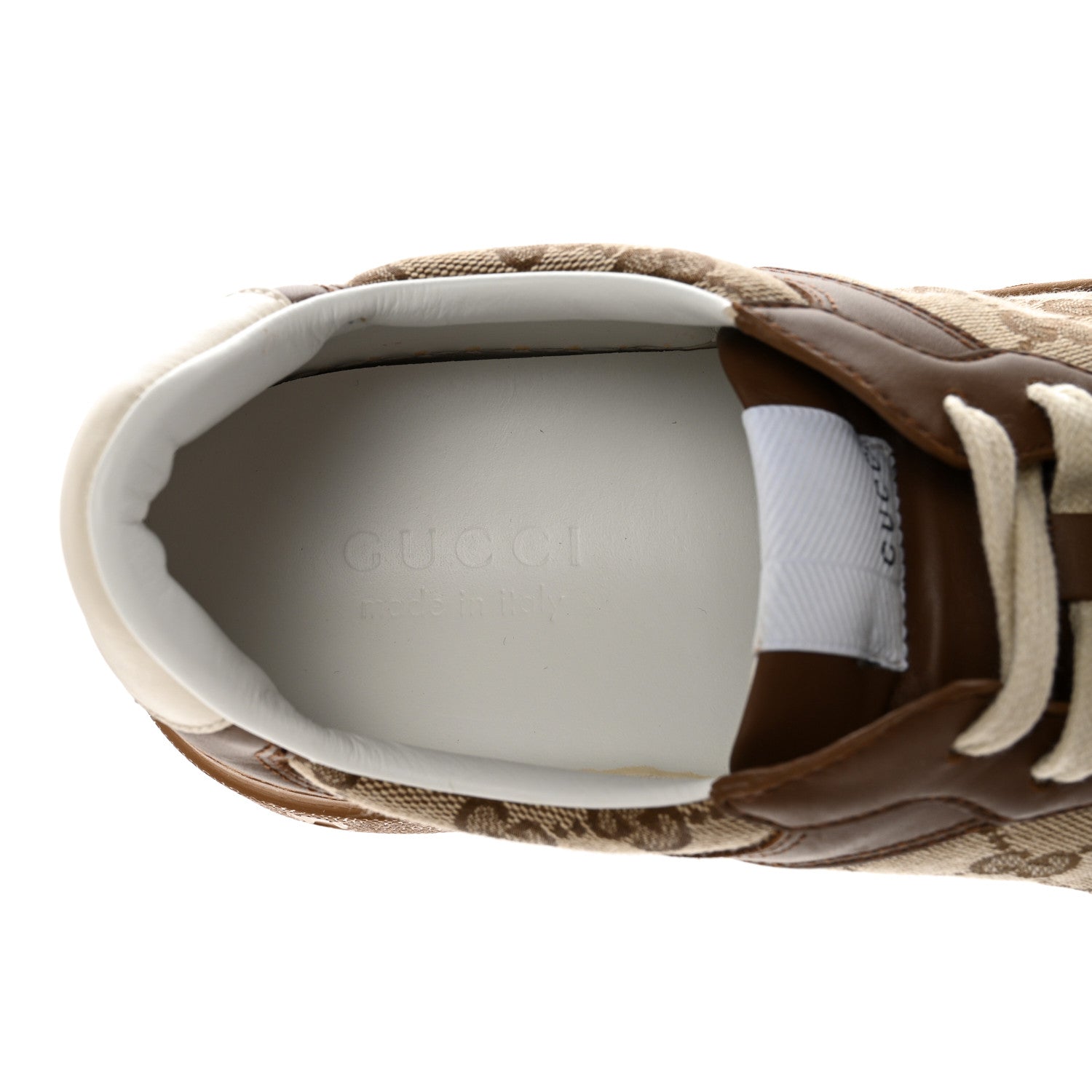 Gucci Dali Soft Calfskin GG Monogram Mens Chunky Sneakers 9 Hezelnut Beige Ebony Mystic White 6 of 13