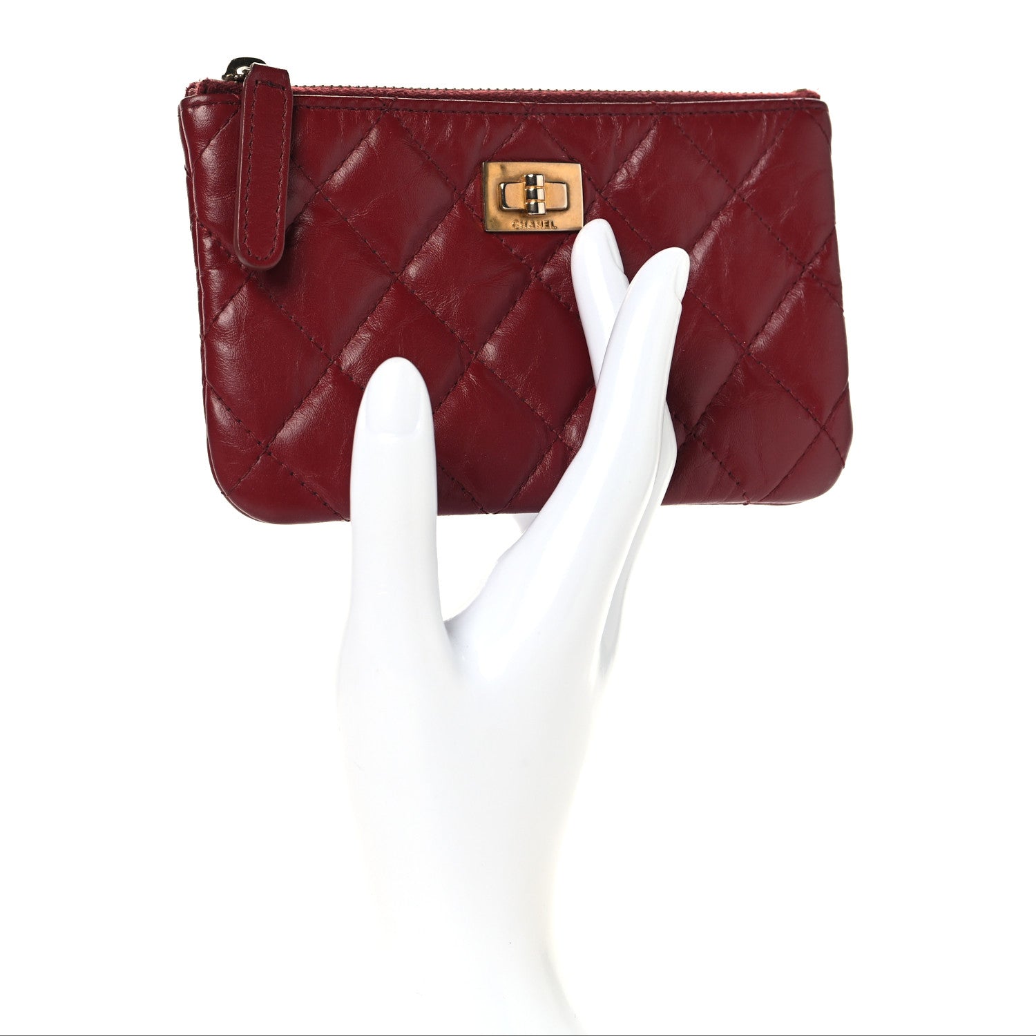 Chanel Aged Calfskin Quilted Small Reissue Cosmetic Case Red