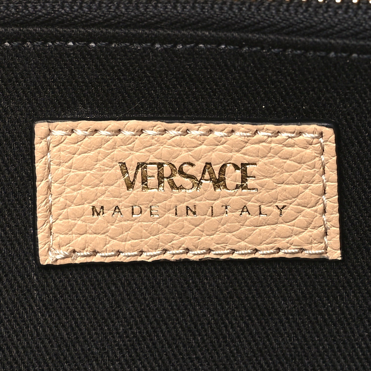 Versace Grainy Calfskin Virtus Chain Crossbody Beige 6 of 8